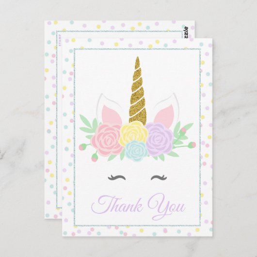 Eenhoorn Bedankt Card Briefkaarten (Voorkant / Achterkant)