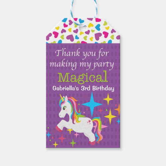 Eenhoorn Bedankt voor het maken van mijn partij ma Cadeaulabel (Voorkant)