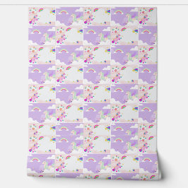 Eenhoorn behang in roos roze fuchia behang