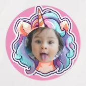 eenhoorn BEWERKBARE foto cupcake toppers stickers (Design 1)