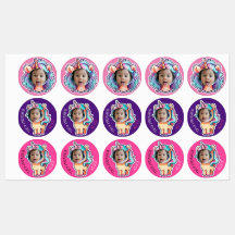 eenhoorn BEWERKBARE foto cupcake toppers stickers