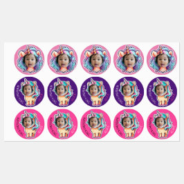 eenhoorn BEWERKBARE foto cupcake toppers stickers