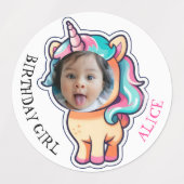 eenhoorn BEWERKBARE foto cupcake toppers stickers (Design 2)