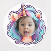 eenhoorn BEWERKBARE foto cupcake toppers stickers (Design 1)