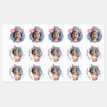 eenhoorn BEWERKBARE foto cupcake toppers stickers