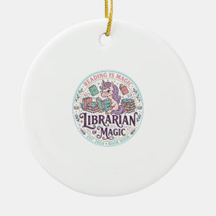 Eenhoorn Bibliothecaris van Magie Origineel Produc Keramisch Ornament