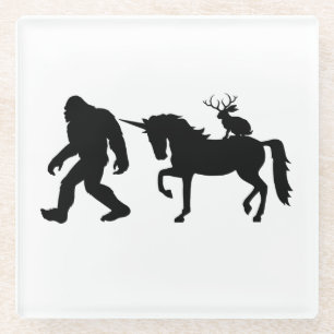 Eenhoorn, Bigfoot, Jackalope Glazen Onderzetter