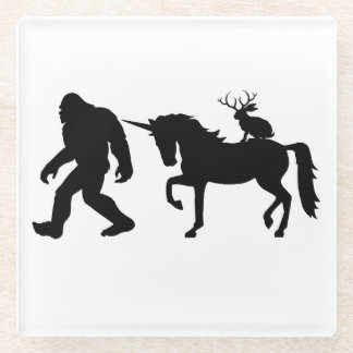 Eenhoorn, Bigfoot, Jackalope Glazen Onderzetter