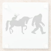 Eenhoorn, Bigfoot, Jackalope Glazen Onderzetter (Achterkant)
