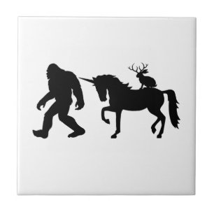 Eenhoorn, Bigfoot, Jackalope Tegeltje