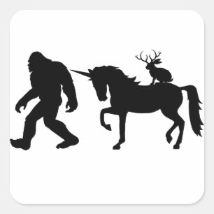 Eenhoorn, Bigfoot, Jackalope Vierkante Sticker