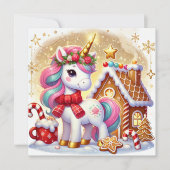 Eenhoorn bij het Gemberkoekhuis Feestdagenkaart (Voorkant)