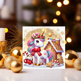 Eenhoorn bij het Gemberkoekhuis Feestdagenkaart