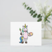 Eenhoorn bij het Schilderen met Kwast & Kleur Briefkaart (Staand voorkant)