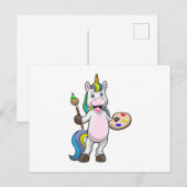 Eenhoorn bij het Schilderen met Kwast & Kleur Briefkaart (Voorkant / Achterkant)