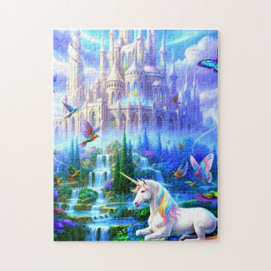Eenhoorn bij kasteel legpuzzel (Verticaal)