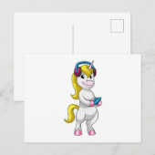 Eenhoorn bij Luister naar muziek met hoofdtelefoon Briefkaart (Voorkant / Achterkant)