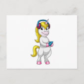 Eenhoorn bij Luister naar muziek met hoofdtelefoon Briefkaart (Voorkant)