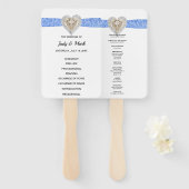 Eenhoorn Blauw Kant Bruiloft Programma Fans Handwaaier (Voorkant en achterkant)