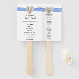 Eenhoorn Blauw Kant Bruiloft Programma Fans Handwaaier