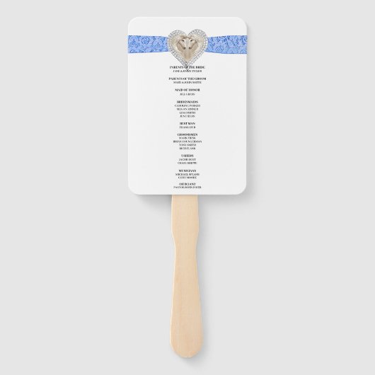 Eenhoorn Blauw Kant Bruiloft Programma Fans Handwaaier (Achterkant)