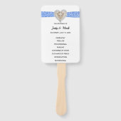 Eenhoorn Blauw Kant Bruiloft Programma Fans Handwaaier (Voorkant)