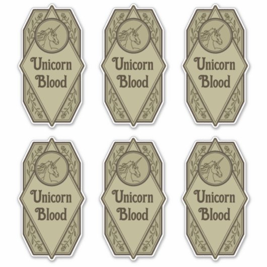 Eenhoorn Bloed Potion Fles Etiketten Sticker (Voorkant)
