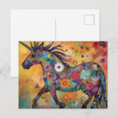 Eenhoorn Bloemen Collage Briefkaart (Voorkant / Achterkant)