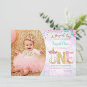 Eenhoorn Bloemen Magische 1e Verjaardag Kaart (Staand voorkant)