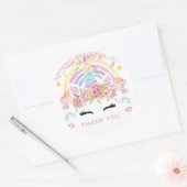 Eenhoorn Bloemen Verjaardag Dank u Ronde Sticker (Envelop)