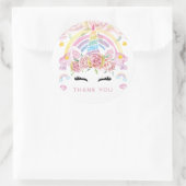 Eenhoorn Bloemen Verjaardag Dank u Ronde Sticker (Tas)