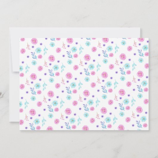 Eenhoorn Bloemen Verjaardag Uitnodiging (Achterkant)