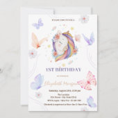 Eenhoorn Bloemen Vlinder Stippen Verjaardag Kaart (Voorkant)