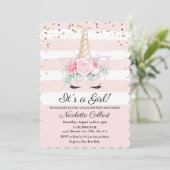 Eenhoorn Bloemen Waterverf Baby shower Uitnodiging (Staand voorkant)