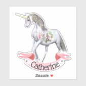  eenhoorn bloemenmeisjes naam magisch thema sticker (Vel)