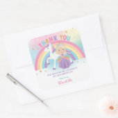 Eenhoorn Blond Prinses Verjaardag Dank u Favor Vierkante Sticker (Envelop)