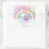 Eenhoorn Blond Prinses Verjaardag Dank u Favor Vierkante Sticker (Tas)