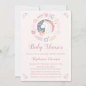 Eenhoorn Blush Florals Baby Douche Uitnodigingen (Voorkant)