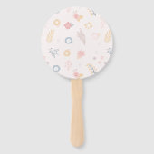 Eenhoorn Blush Florals Baby Douche Uitnodigingen Handwaaier (Achterkant)