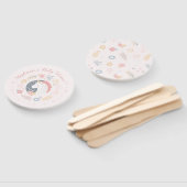 Eenhoorn Blush Florals Baby Douche Uitnodigingen Handwaaier (Niet-gemonteerd)