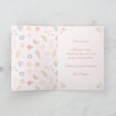 Eenhoorn Blush Florals Baby shower gepersonaliseer Bedankkaart (Binnen)