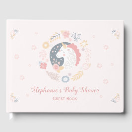 Eenhoorn Blush Florals Baby shower gepersonaliseer Gastenboek