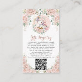 Eenhoorn Blush Roze Bloemen Gift Registry QR Code Informatiekaartje (Voorkant)