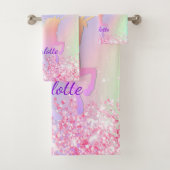 Eenhoorn blush roze paarse naam meisje bad handdoek (Insitu)