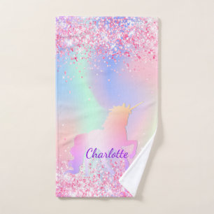 Eenhoorn blush roze paarse naam meisje bad handdoek