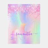 Eenhoorn blush roze paarse naam script fleece deken (Voorkant)