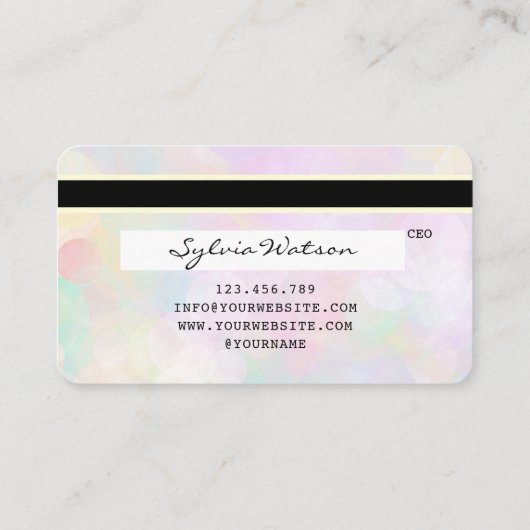 Eenhoorn bokeh licht Credit Kaart voeg uw logo Visitekaartje (Achterkant)