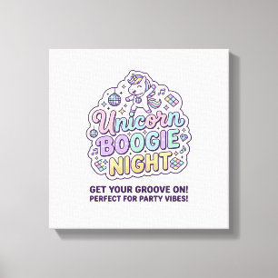 Eenhoorn Boogie Nacht Vet Typografie Grafisch T-sh Canvas Afdruk