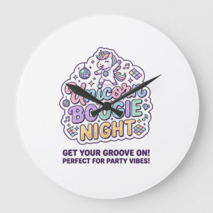Eenhoorn Boogie Nacht Vet Typografie Grafisch T-sh Grote Klok