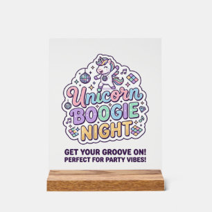 Eenhoorn Boogie Nacht Vette Typografie Grafische T Acryl Bord